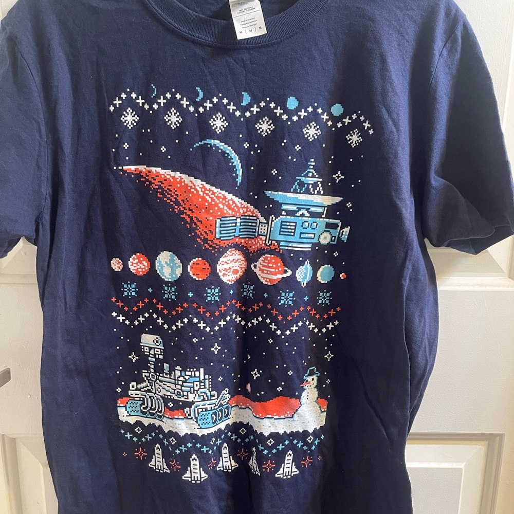 Snowman In Space (graphic tee) arcade game style 2D print